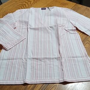 Untuckit Womens 4 NEW Shirt Top STRIPPED DURFORT Long Sleeves COTTON Casual Work
